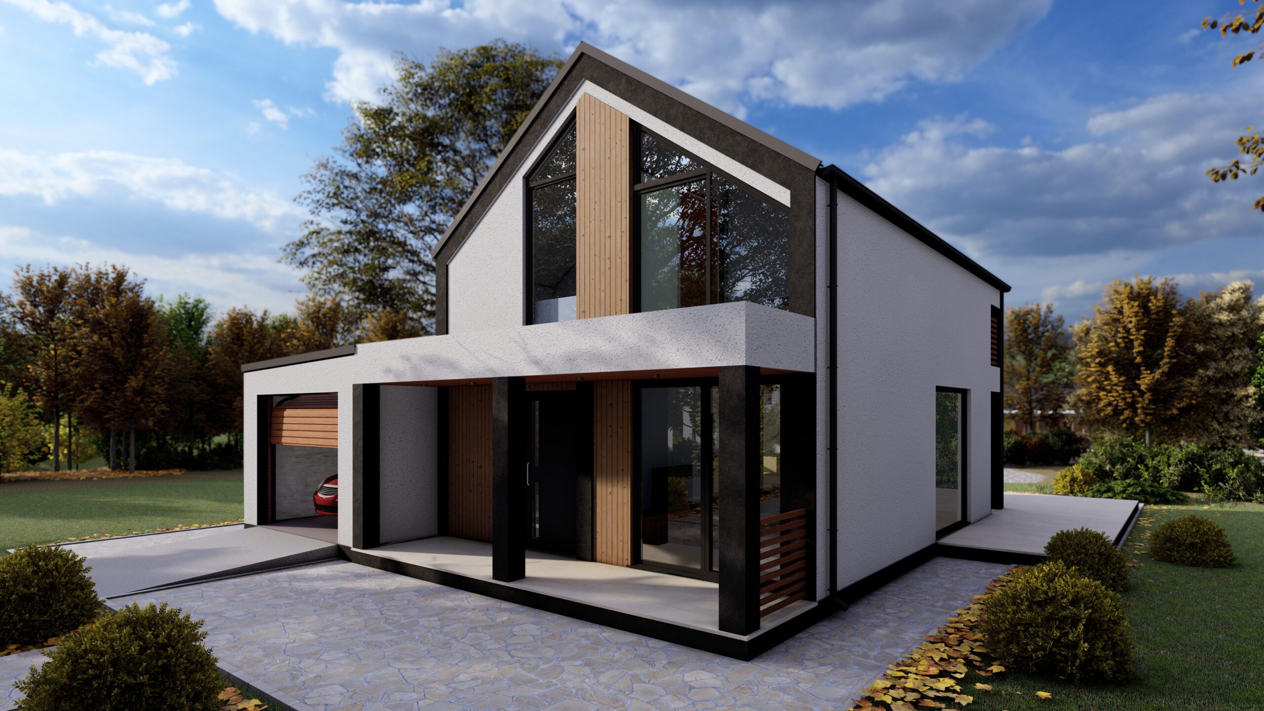 Destino 92 m²-es SIP típusház külső látványterve