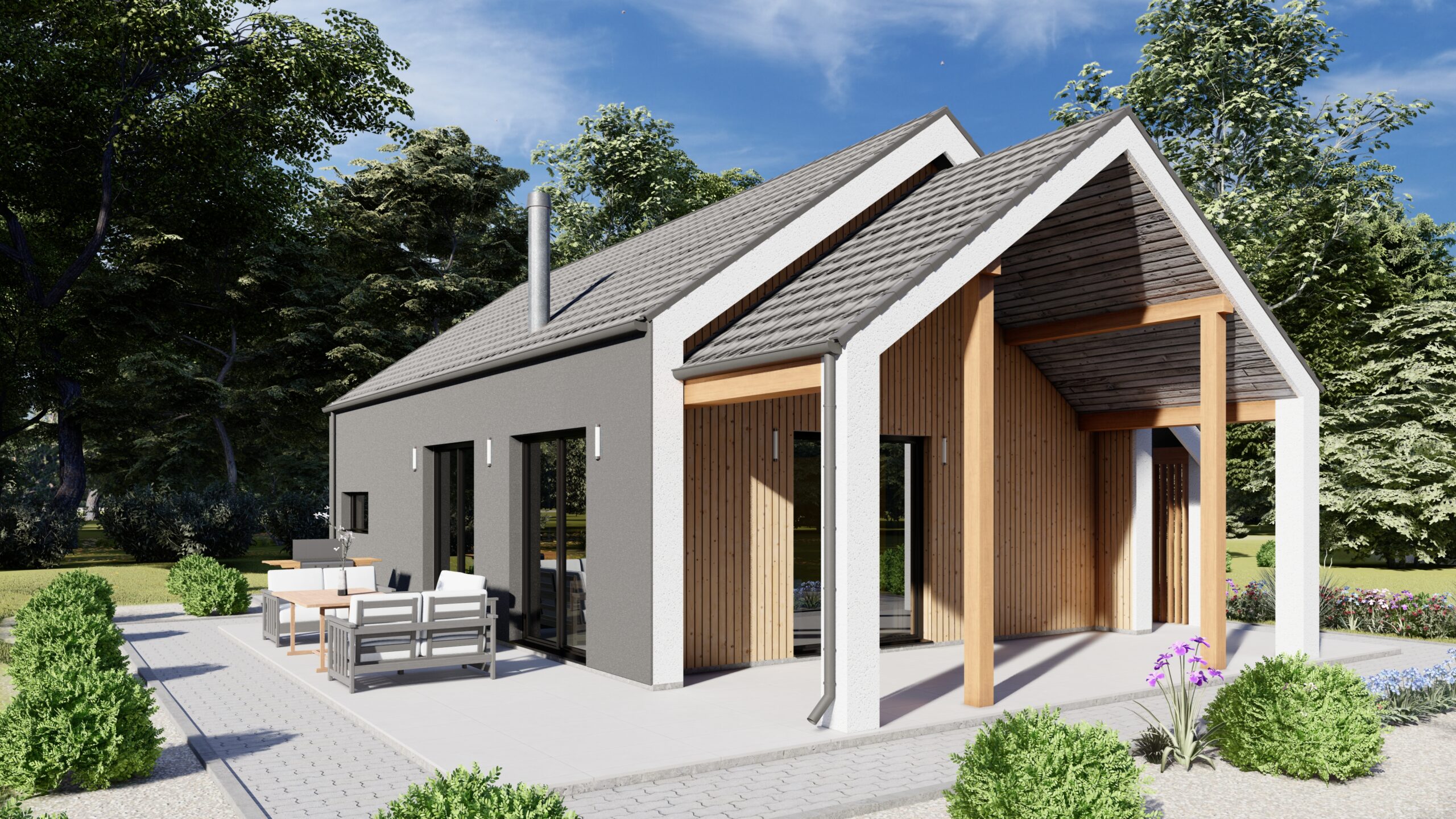 Porto 59 m²-es SIP típusház külső látványterve